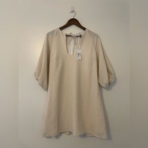 Petal & Pup Sidney Front Tie Shift Dress in Cream and White Stripes Size LARGE